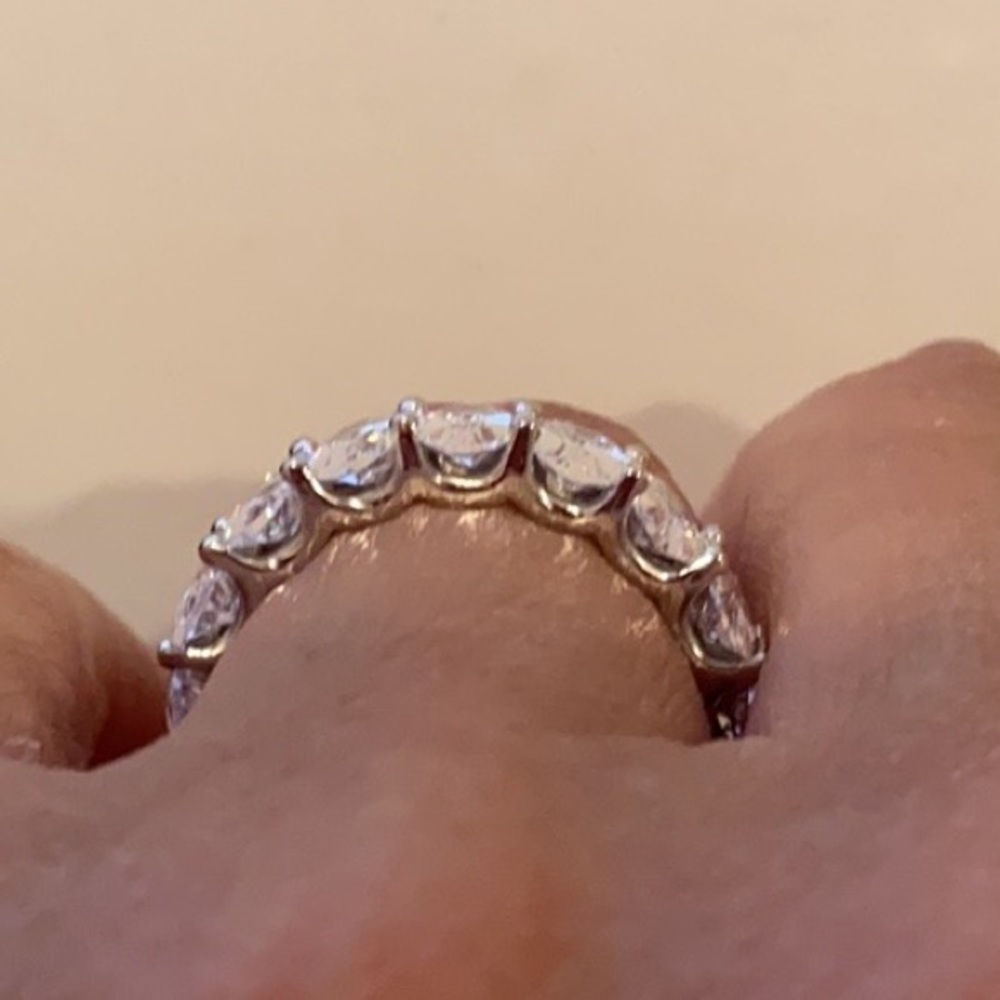 Sterling silver Eternity Oval Wedding Band CZ - Picture 5 of 10